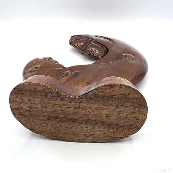 Vintage Mother Mary Madonna Baby Jesus Hand Carved Wooden Sculpture Decor MCM - Picture 5 of 7